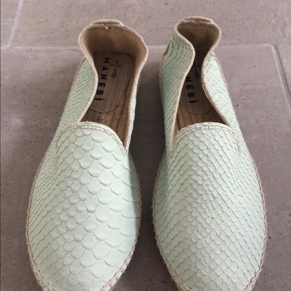 Mint Manebi Python Embossed Leather Espadrilles 38 - image 4